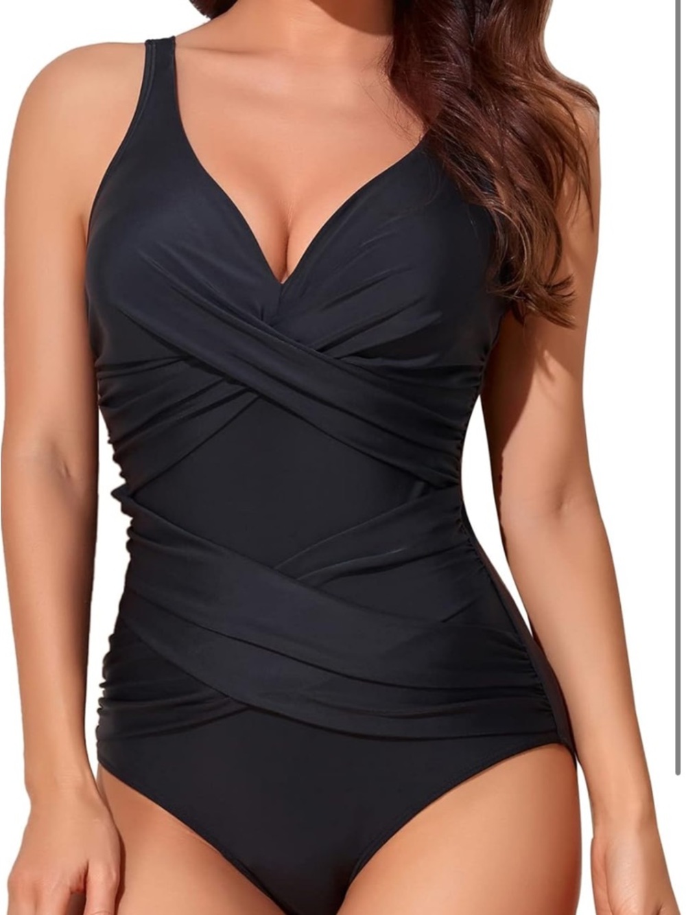 NWT V-Neck Tummy Control Ruched Swimsuit